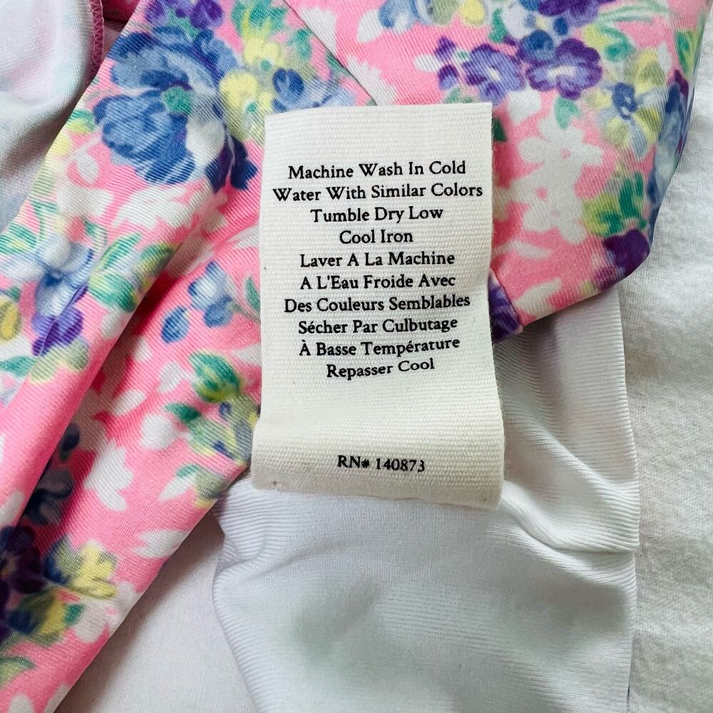 Love Shack Fancy Swim Palm Floral Ruffle Pink Bikini Top Sz Small Girly Coastal - Picture 10 of 12